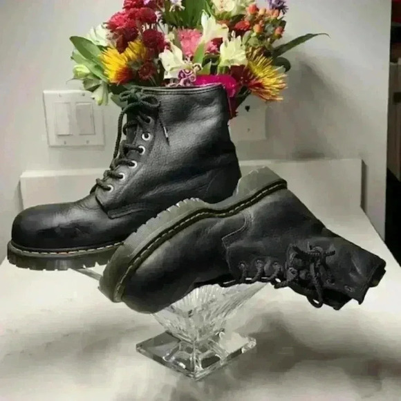 Men's Dr. Marten's Industrial Black Leather Steel Toe Work Boots Size 14 - Picture 3 of 9